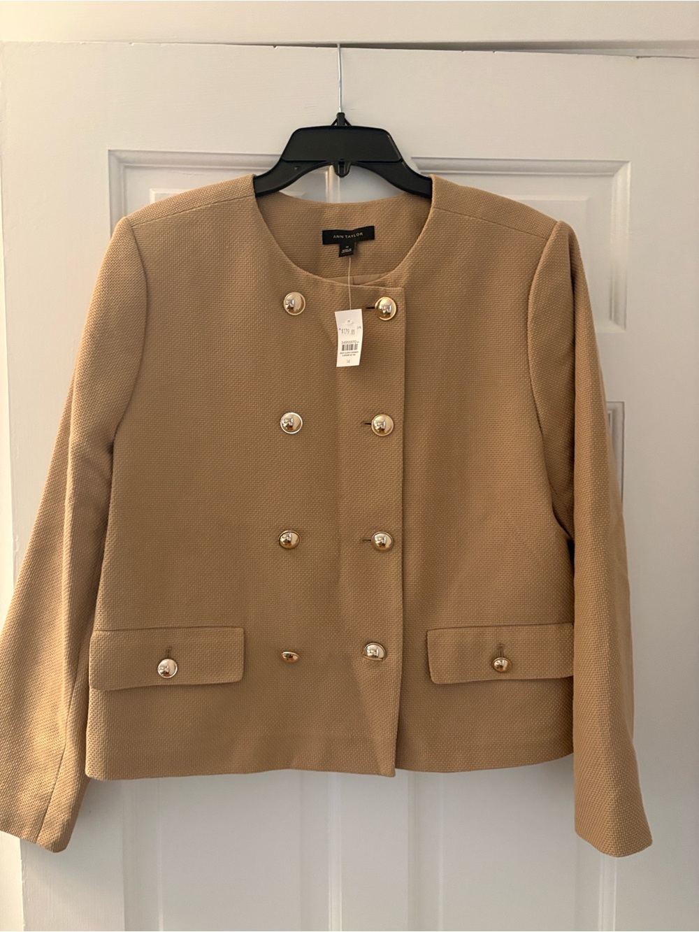 Anne Taylor double breasted gold button blazer